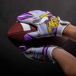 Franklin Sports Minnesota Vikings Youth NFL Football Receiver Gloves - Receiver Gloves for Kids - NFL Team Logos and Silicone Palm - Youth S/XS Pair