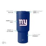 Simple Modern Officially Licensed NFL New York Giants 30 oz Tumbler with Flip Lid and Straws | Insulated Cup Stainless Steel | Gifts for Men Women | Trek Collection | New York Giants