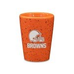 Rico Industries NFL Football Cleveland Browns 2oz Ceramic Shot Glass for Fans, Laser Engraved in Team Color Single Shot Glass