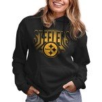 Junk Food Standard Spotlight Pullover Hoodie. Relaxed Unisex Fit, Pittsburgh Steelers-Black, 3X-Large
