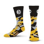 For Bare Feet NFL PITTSBURGH STEELERS Shattered Camo Crew Sock Team Color Large