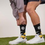 For Bare Feet NFL PITTSBURGH STEELERS Shattered Camo Crew Sock Team Color Large