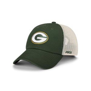 FOCO Men's Green Bay Packers Cap NFL Logo Casual Mesh Trucker Hat, Team Color