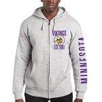 Junk Food Standard Soft Full Zip Hooded Fleece, Unisex Fit, Minnesota Vikings-Athletic Heather, XX-Large
