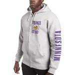 Junk Food Standard Soft Full Zip Hooded Fleece, Unisex Fit, Minnesota Vikings-Athletic Heather, XX-Large