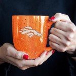 Rico Industries NFL Football Denver Broncos Alternate 16 oz Team Color Laser Engraved Speckled Ceramic Coffee Mug
