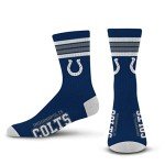 For Bare Feet NFL 4 Stripe Deuce Crew Sock, Indianapolis Colts, Large