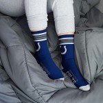 For Bare Feet NFL 4 Stripe Deuce Crew Sock, Indianapolis Colts, Large