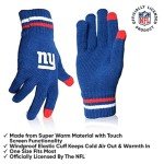 Ultra Game NFL Official Adults Unisex Super Soft Winter Beanie Knit Hat With Extra Warm Touch Screen Gloves, New York Giants, Team Color 1, 1SIZE