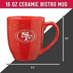 Rico Industries NFL Football San Francisco 49ers Primary 16 oz Team Color Laser Engraved Ceramic Coffee Mug