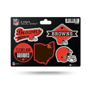 Rico Industries NFL Cleveland Browns 5-Piece Die-Cut Decal Sheet, Small, Cleveland Browns