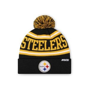 FOCO Pittsburgh Steelers NFL Logo Stripe Pom Beanie Hat, Team Color