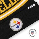 FOCO Pittsburgh Steelers NFL Logo Stripe Pom Beanie Hat, Team Color