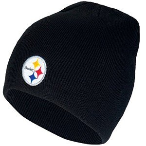 Reebok Pittsburgh Steelers Black Skull Cap - NFL Cuffless Winter Knit Toque Beanie Hat
