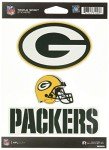 Rico Industries NFL Die Cut Triple Spirit Sticker Sheet, Green Bay Packers , 5 x 7-inches, One Size, Primary, 3-Piece