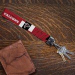 Rico Industries NFL Football Atlanta Falcons Wrist Lanyard Key Chain, Cute Wristlet Strap Keychain Holder for Women Men Car Keys ID Badges Card Wallet Phone Camera