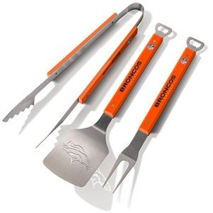 YouTheFan NFL Denver Broncos Spirit Series 3-Piece BBQ Set Stainless Steel, 22" x 9"