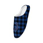 FOCO Men's NFL Indianapolis Colts Sherpa Lined Buffalo Check Memory Foam Slippers, X-Large (13-14)