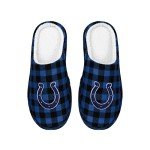 FOCO Men's NFL Indianapolis Colts Sherpa Lined Buffalo Check Memory Foam Slippers, X-Large (13-14)