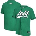 Ultra Game NFL Official Adults Game Day Button Down Baseball Mesh Jersey Shirt - Unisex, New York Jets, Team Color, Medium