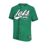 Ultra Game NFL Official Adults Game Day Button Down Baseball Mesh Jersey Shirt - Unisex, New York Jets, Team Color, Medium
