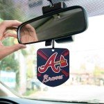 FANMATS 61542 MLB Atlanta Braves Hanging Car Air Freshener, 2 Pack, Black Ice Scent, Odor Eliminator, Shield Design with Team Logo