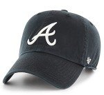 '47 MLB Black White Clean Up Adjustable Hat Cap, Adult One Size (Atlanta Braves Black White)