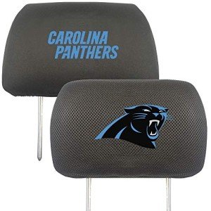 FANMATS 21365 Carolina Panthers Embroidered Head Rest Cover Set - 2 Pieces,Black