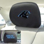 FANMATS 21365 Carolina Panthers Embroidered Head Rest Cover Set - 2 Pieces,Black