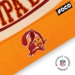 FOCO Tampa Bay Buccaneers NFL Retro Team Logo Heritage Stripe Pom Beanie Hat, Cream