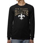 Junk Food Clothing x NFL - New Orleans Saints - Bold Logo - Unisex Adult Long Sleeve T-Shirt for Men and Women - Size Large