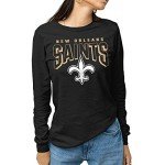 Junk Food Clothing x NFL - New Orleans Saints - Bold Logo - Unisex Adult Long Sleeve T-Shirt for Men and Women - Size Large