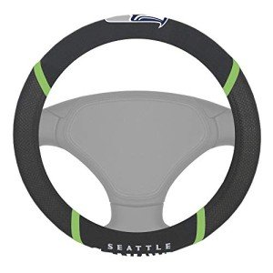 FANMATS NFL - Seattle Seahawks Embroidered Steering Wheel Cover , Black, Universal 15" Diameter