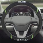 FANMATS NFL - Seattle Seahawks Embroidered Steering Wheel Cover , Black, Universal 15" Diameter