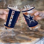 Rico Industries NFL Football Dallas Cowboys 16 oz Pint Glasses with Digitally Printed Logo, Practical Set of 2 Classic Drinking Glasses, for Fans, Dishwasher Safe