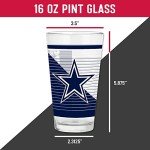 Rico Industries NFL Football Dallas Cowboys 16 oz Pint Glasses with Digitally Printed Logo, Practical Set of 2 Classic Drinking Glasses, for Fans, Dishwasher Safe