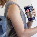Rico Industries NFL Football New England Patriots 20oz Stainless Steel Tumbler with Lid - Great For Coffee, Tea, Water or Cocktails