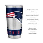 Rico Industries NFL Football New England Patriots 20oz Stainless Steel Tumbler with Lid - Great For Coffee, Tea, Water or Cocktails