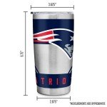 Rico Industries NFL Football New England Patriots 20oz Stainless Steel Tumbler with Lid - Great For Coffee, Tea, Water or Cocktails