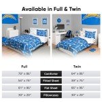FOCO Los Angeles Chargers NFL Team Color Bed In a Bag Comforter Bedding 5 Piece Twin Set