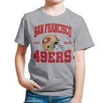 Junk Food Clothing x NFL - San Francisco 49ers - Team Helmet - Kids Short Sleeve T-Shirt for Boys and Girls - Size Large