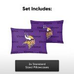 FOCO Minnesota Vikings NFL Team Color Big Logo Standard 2 Pack Pillowcases