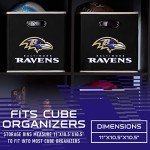Franklin Sports NFL Baltimore Ravens Collapsible Storage Bin NFL Folding Cube Storage Container Fits Bin Organizers Fabric NFL Team Storage Cubes One Size, 11" x 11"