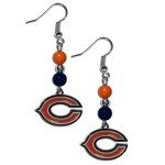 NFL Siskiyou Sports Womens Chicago Bears Fan Bead Dangle Earrings One Size Team Color,black
