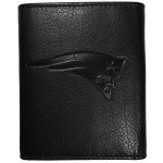 NFL Siskiyou Sports Mens New England Patriots Embossed Leather Tri-fold Wallet One Size Black