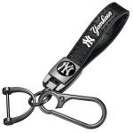 DNGNKNG Yankees Leather Car Keychain Keyring for NY Yankees Baseball Fans,New York Yankees Car Key Fob Holder Keychain Lanyard,Souvenir/Gifts for Baseball Fans
