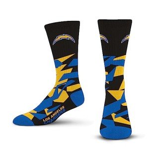 For Bare Feet NFL LOS ANGELES CHARGERS Shattered Camo Crew Sock Team Color Large