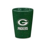 Rico Industries NFL Football Green Bay Packers 2oz Ceramic Shot Glass for Fans, Laser Engraved in Team Color Single Shot Glass