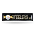 Rico Industries NFL Pittsburgh Steelers Home Décor Metal Street Sign (4" x 15") - Great for Home, Office, Bedroom, & Man Cave - Made