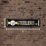 Rico Industries NFL Pittsburgh Steelers Home Décor Metal Street Sign (4" x 15") - Great for Home, Office, Bedroom, & Man Cave - Made
